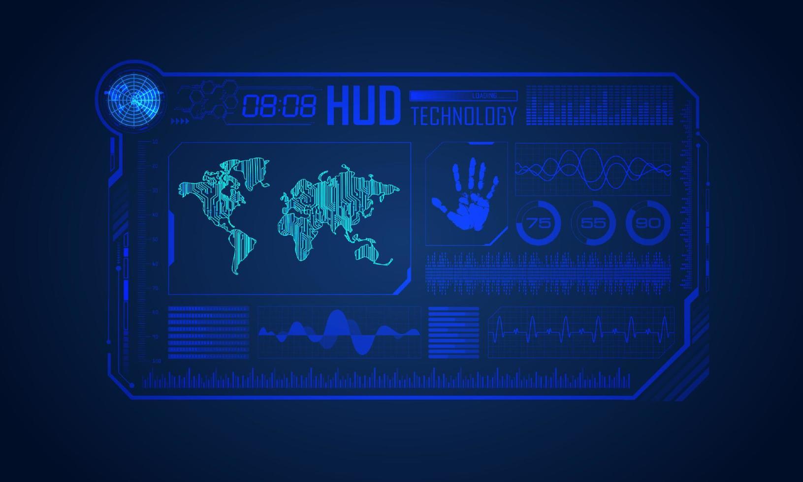 Blue Modern HUD Technology Screen Background vector