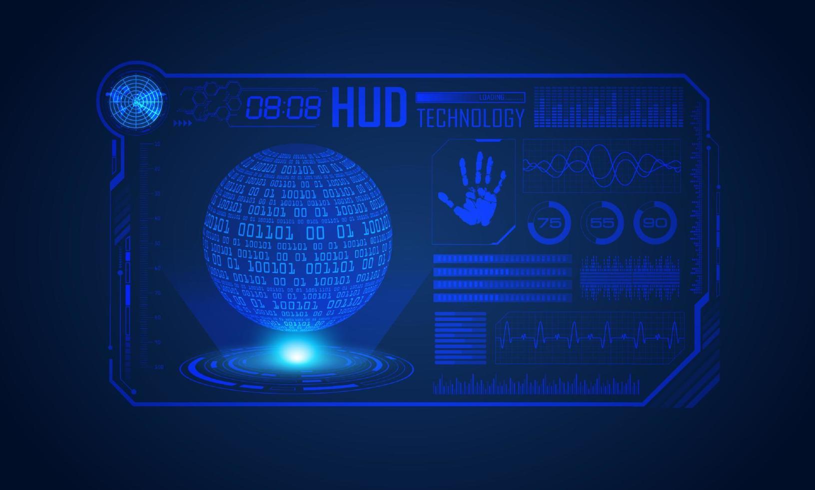 fondo de pantalla de tecnología hud moderna azul vector