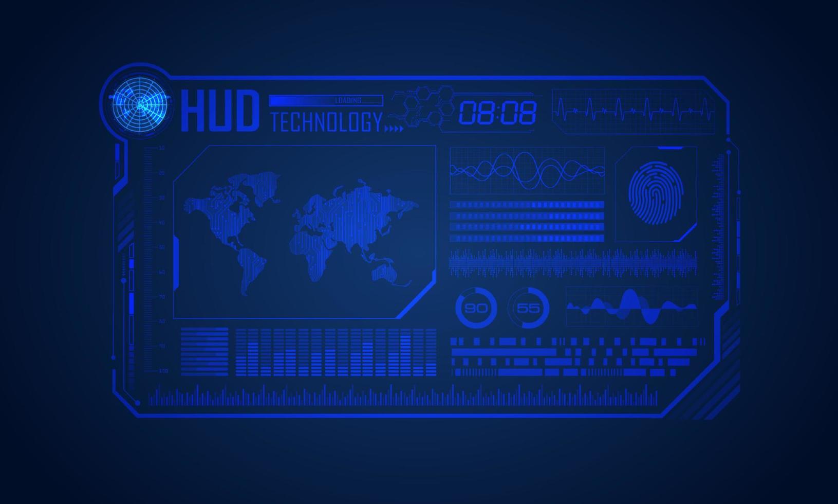 Blue Modern HUD Technology Screen Background vector