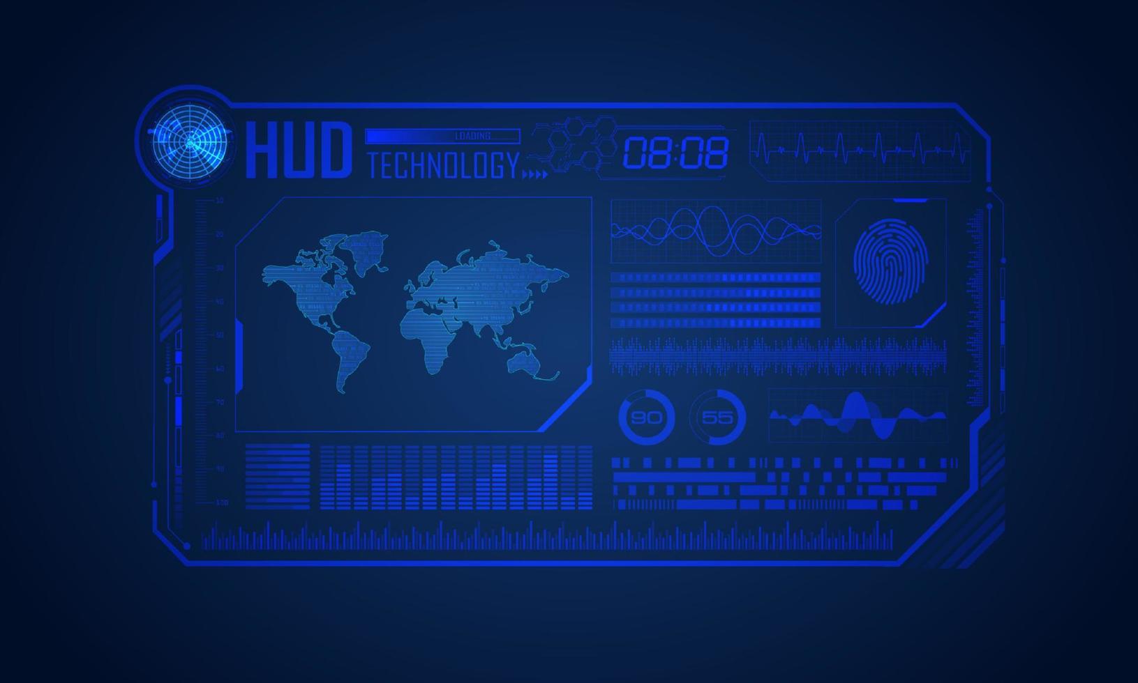 Blue Modern HUD Technology Screen Background vector