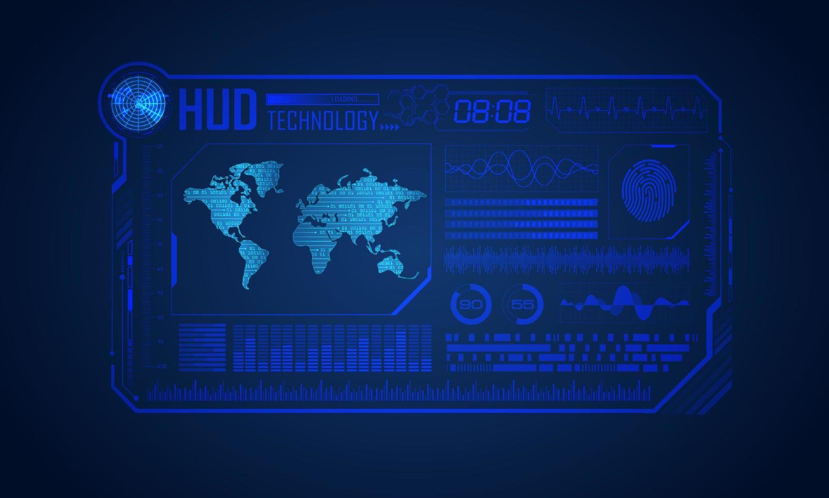 Blue Modern HUD Technology Screen Background vector