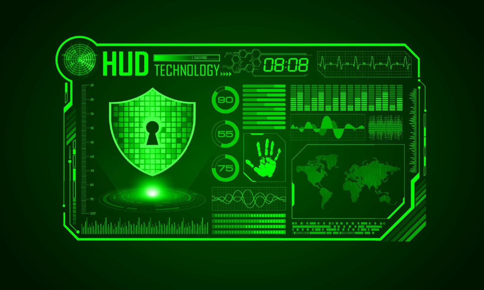 Modern HUD Technology Screen Background with padlock vector