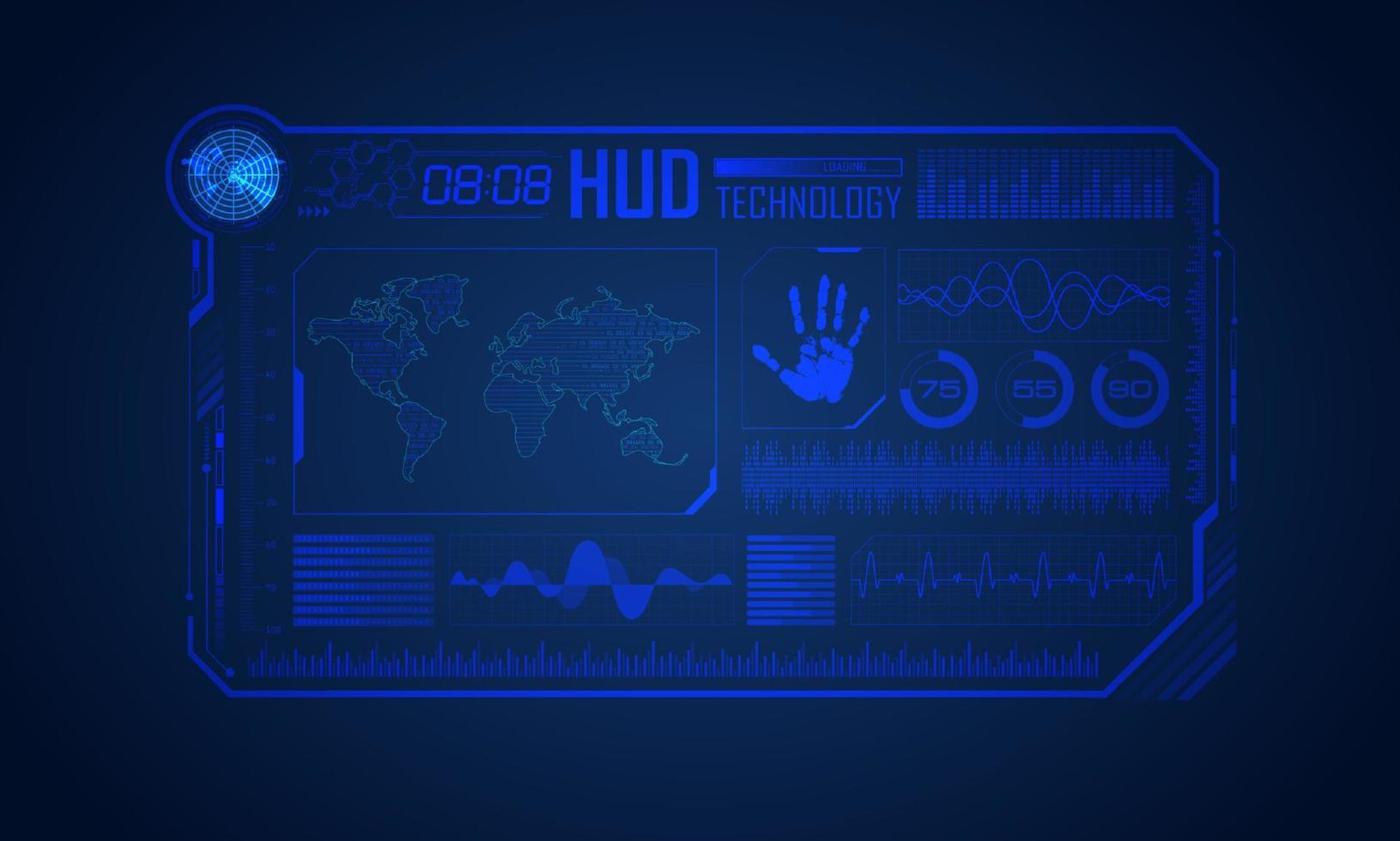 Blue Modern HUD Technology Screen Background vector