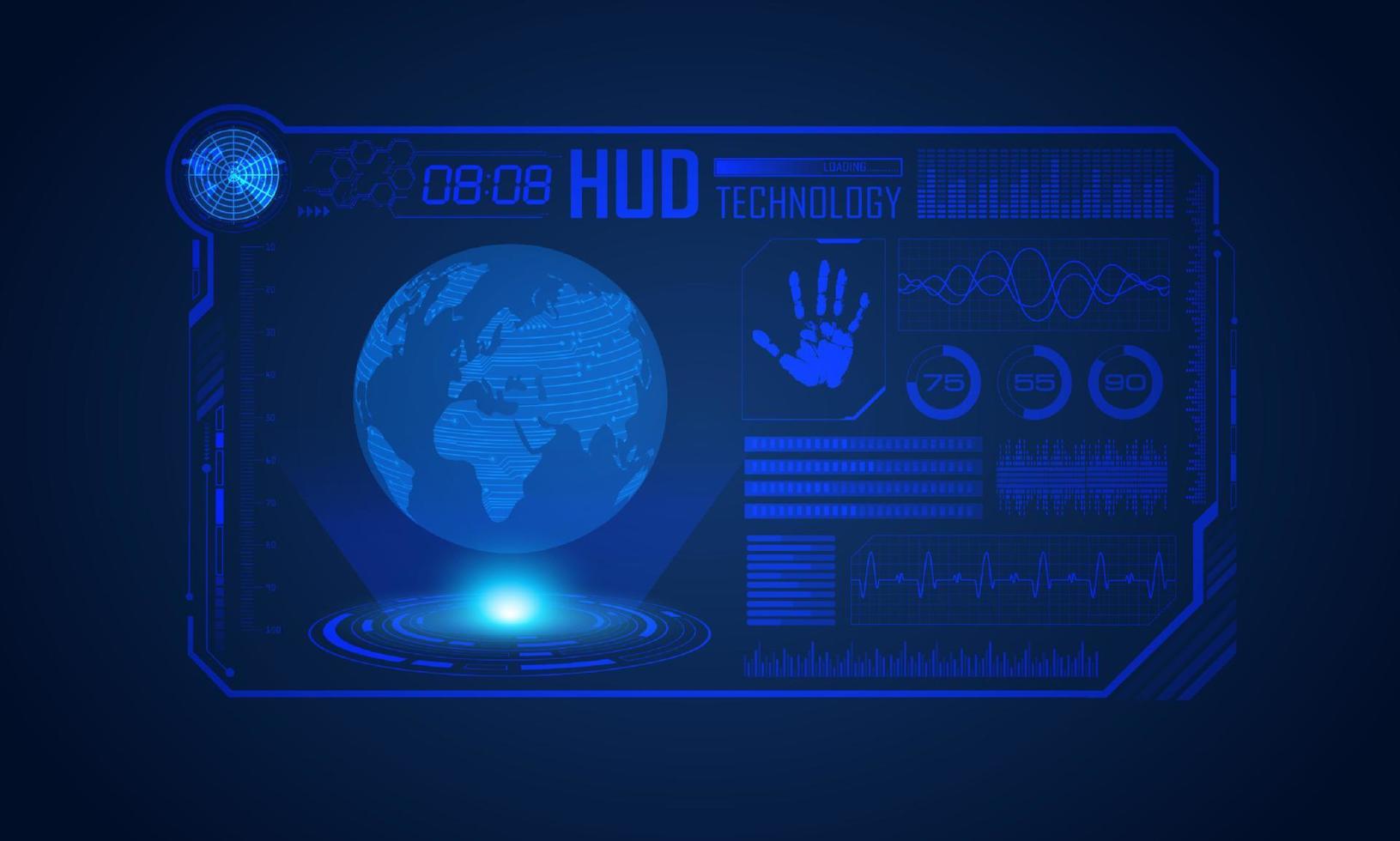 Blue Modern HUD Technology Screen Background vector