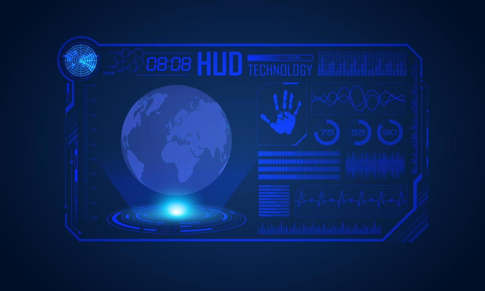 fondo de pantalla de tecnología hud moderna azul vector