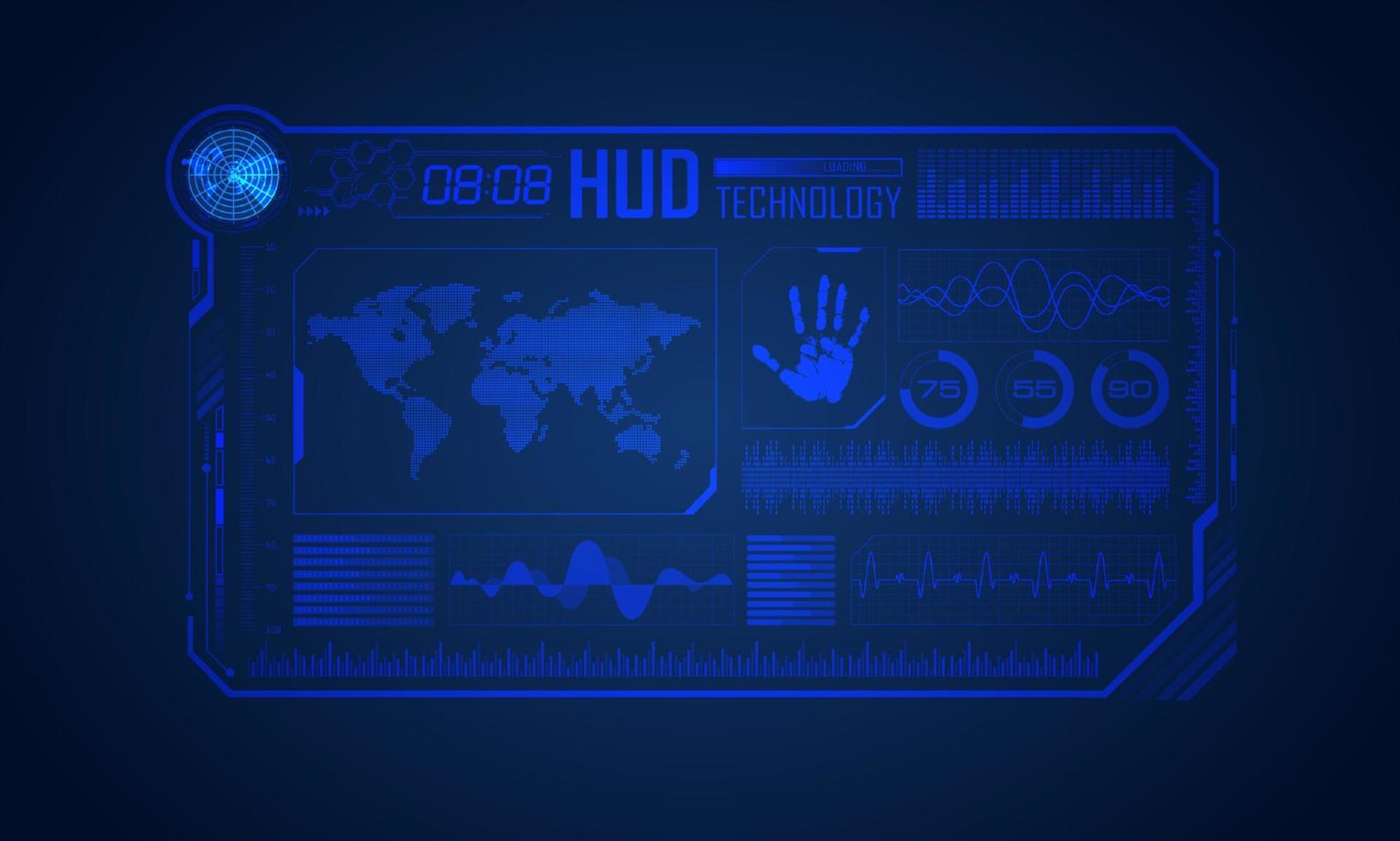 Blue Modern HUD Technology Screen Background vector