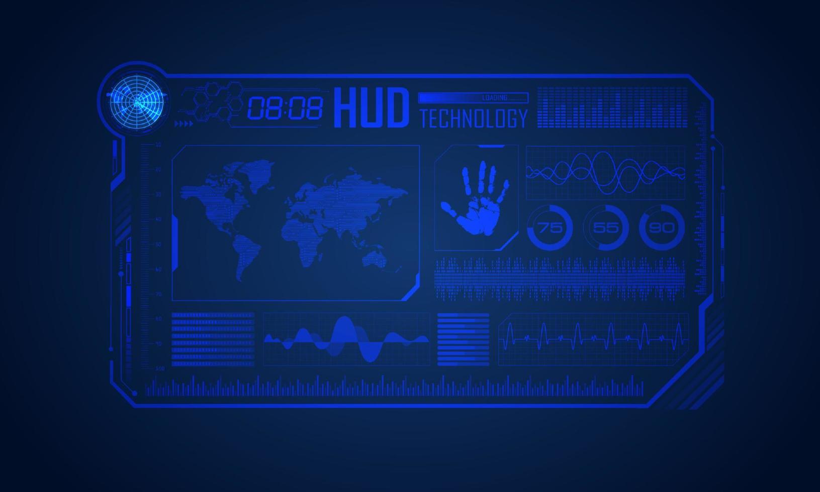 fondo de pantalla de tecnología hud moderna azul vector