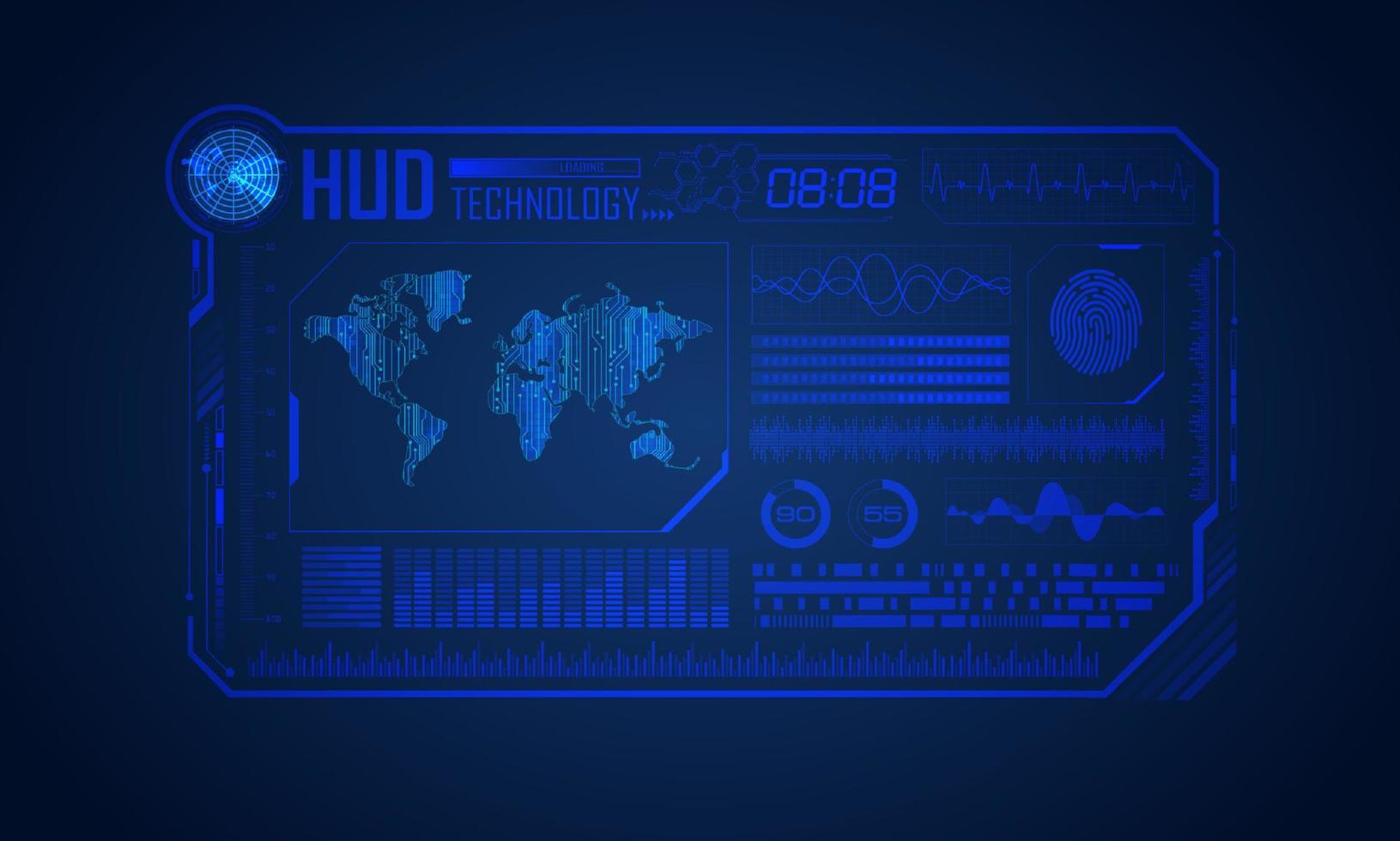 fondo de pantalla de tecnología hud moderna azul vector