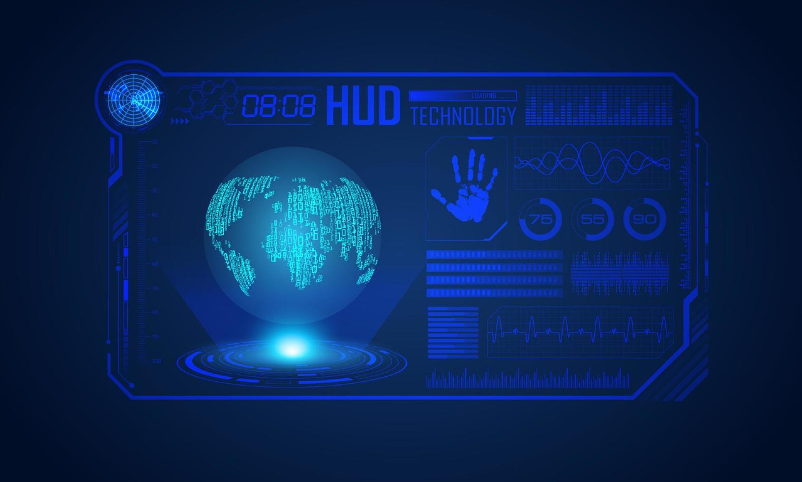 fondo de pantalla de tecnología hud moderna azul vector