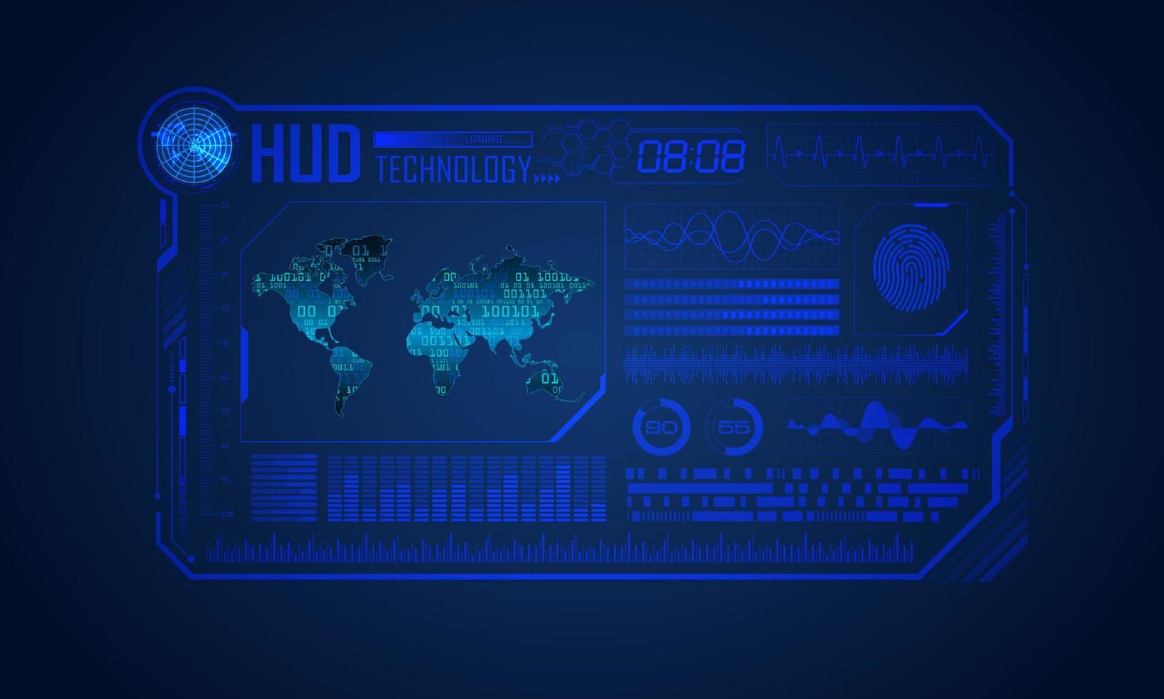 fondo de pantalla de tecnología hud moderna azul vector