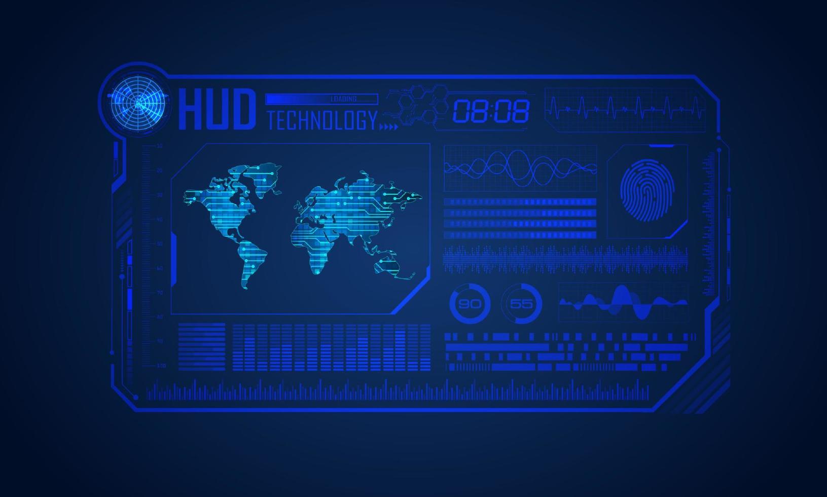 fondo de pantalla de tecnología hud moderna azul vector