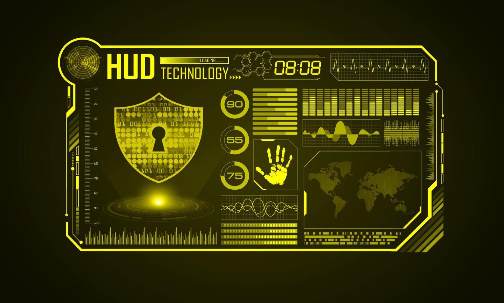 fondo de pantalla de tecnología hud moderna con candado vector