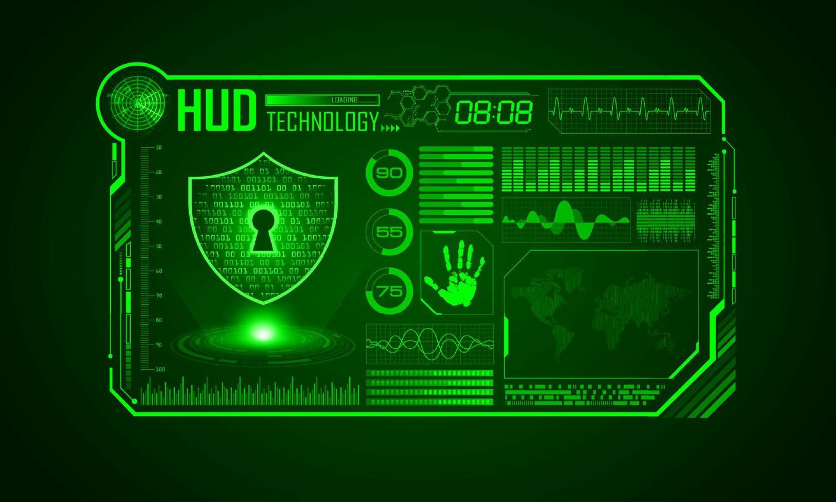 Modern HUD Technology Screen Background with padlock vector