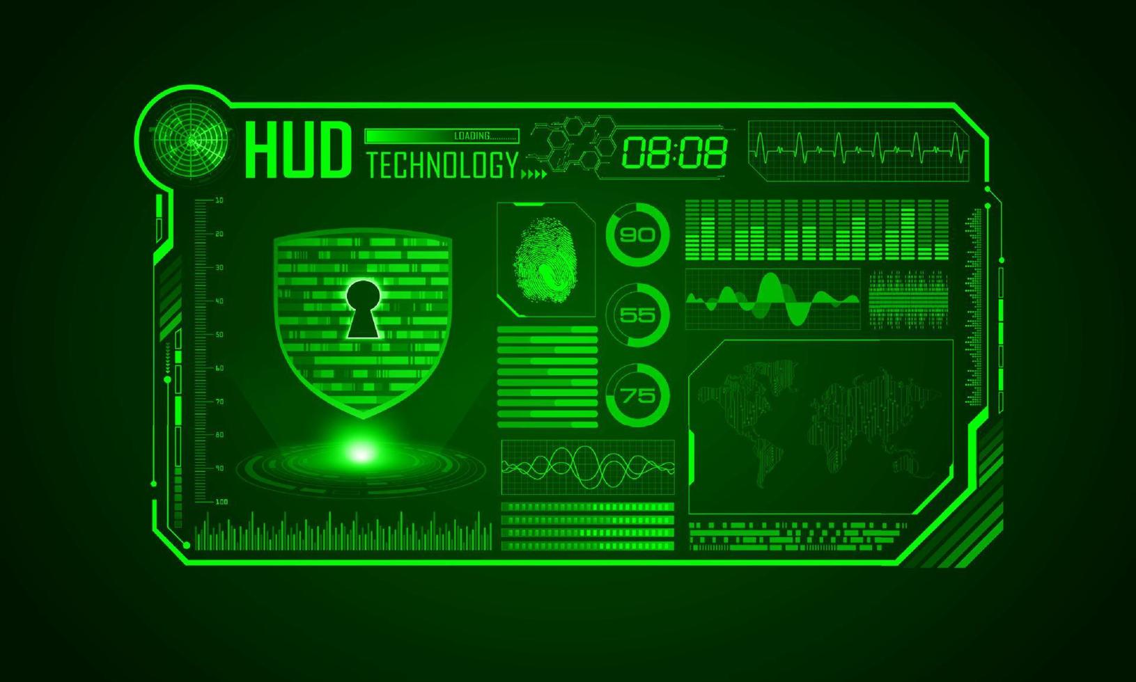 Modern HUD Technology Screen Background with padlock vector