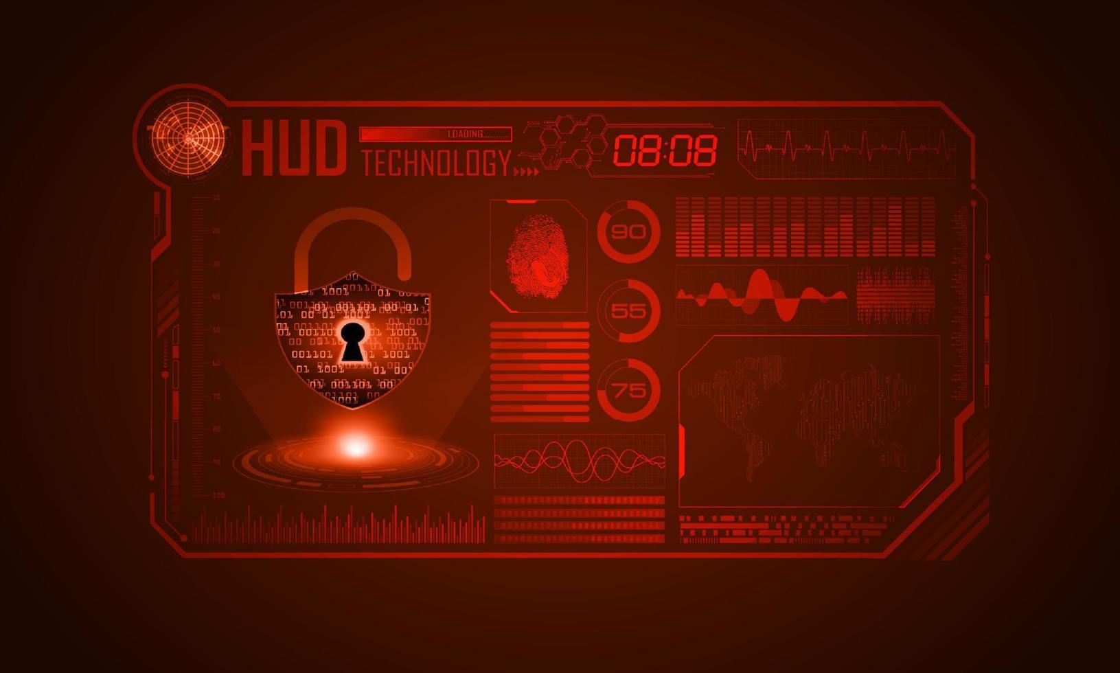 Modern HUD Technology Screen Background with padlock vector