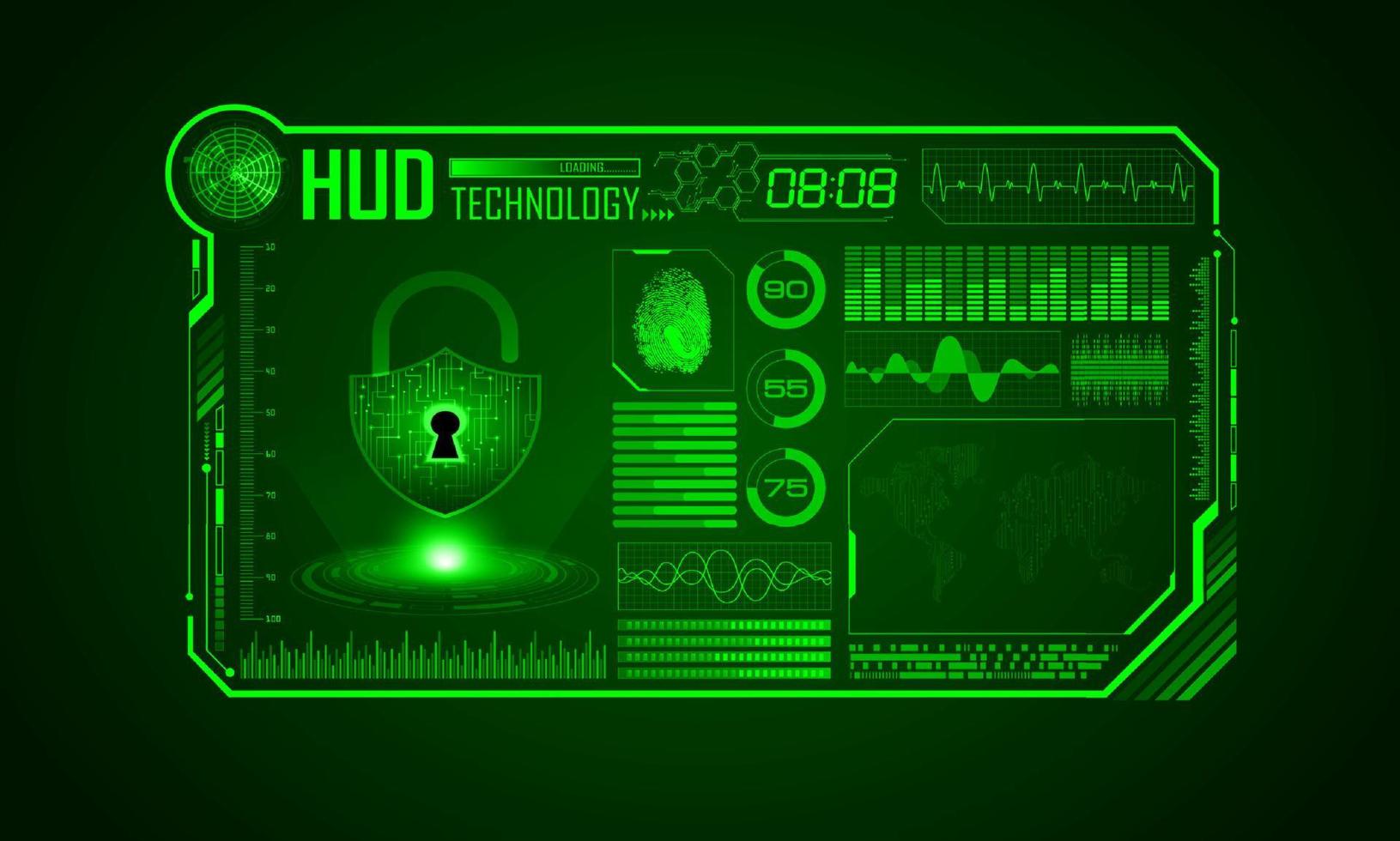 Modern HUD Technology Screen Background with padlock vector