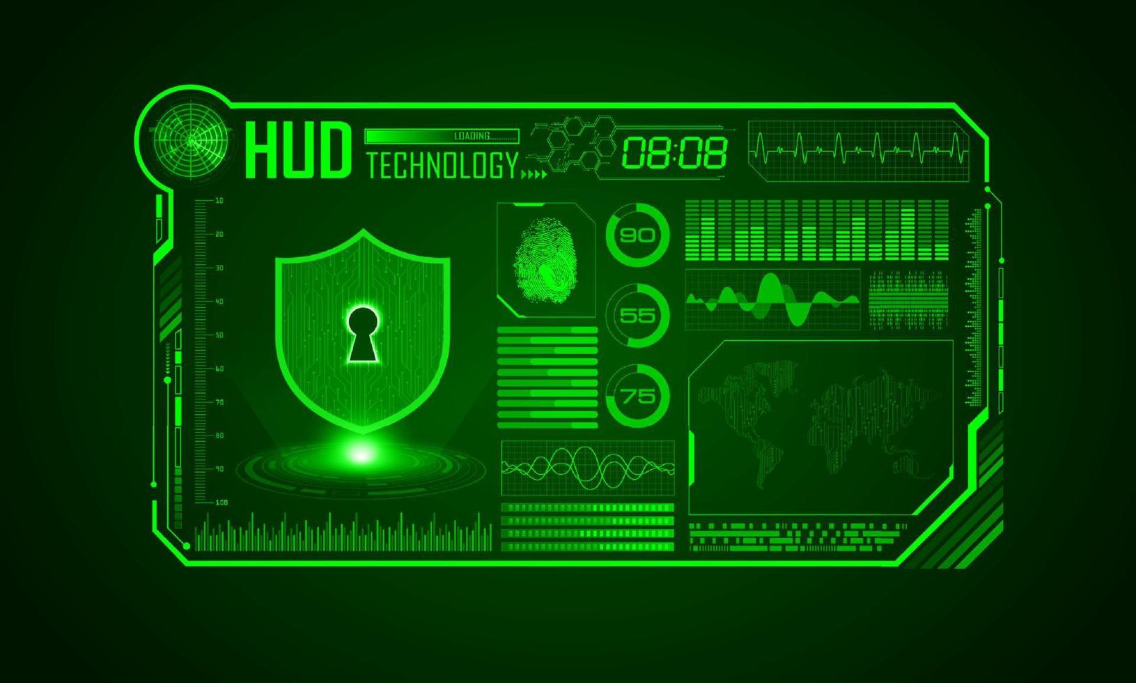 fondo de pantalla de tecnología hud moderna con candado vector