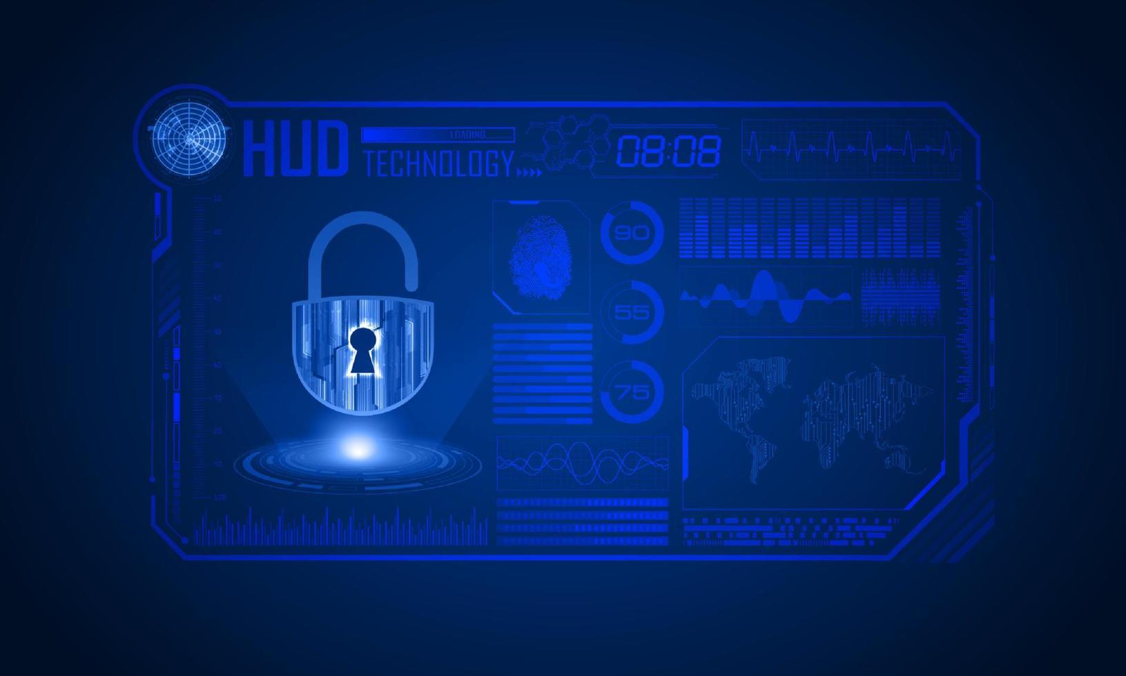 Modern HUD Technology Screen Background with padlock vector