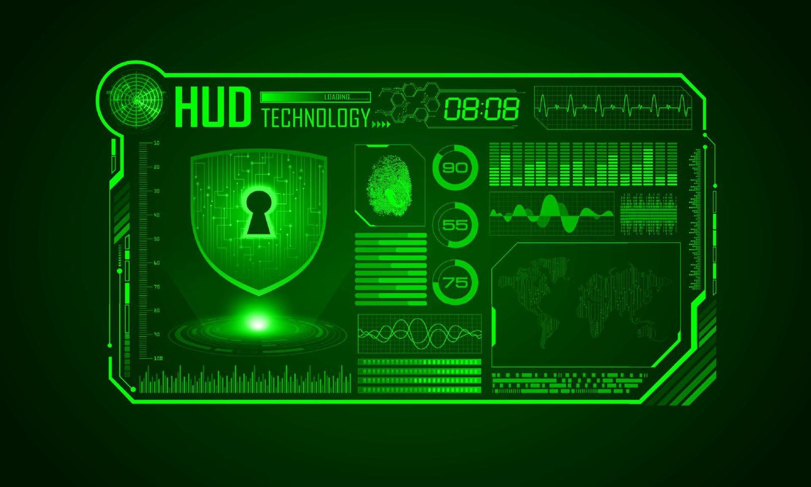 Modern HUD Technology Screen Background with padlock vector