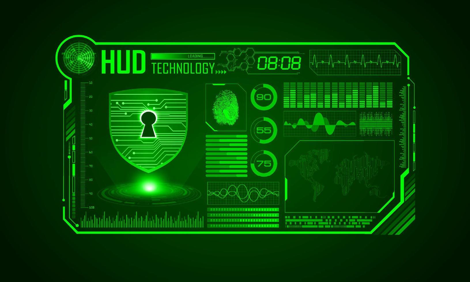 fondo de pantalla de tecnología hud moderna con candado vector