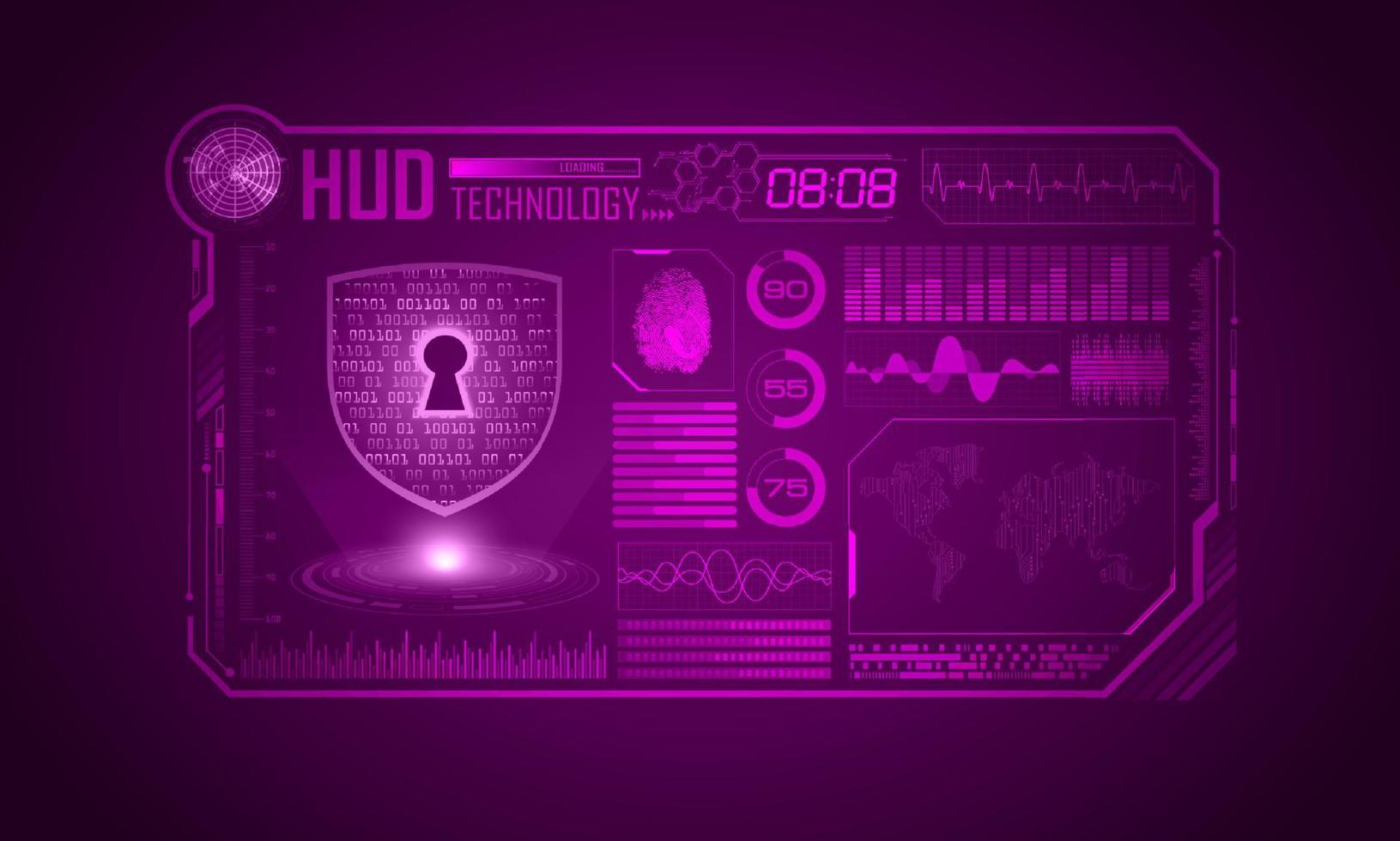 Modern HUD Technology Screen Background with padlock vector