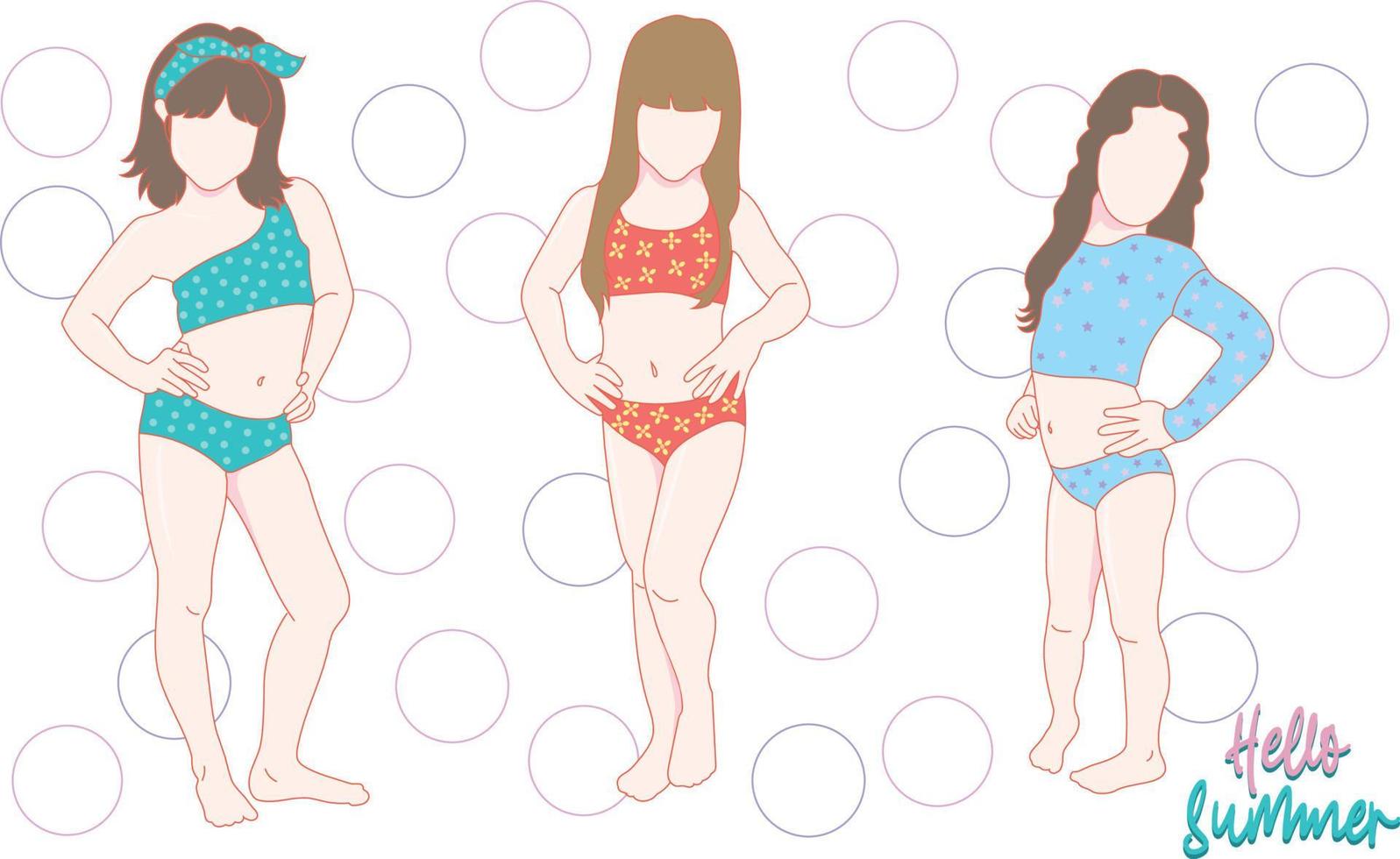 bikini summer kid dress vector