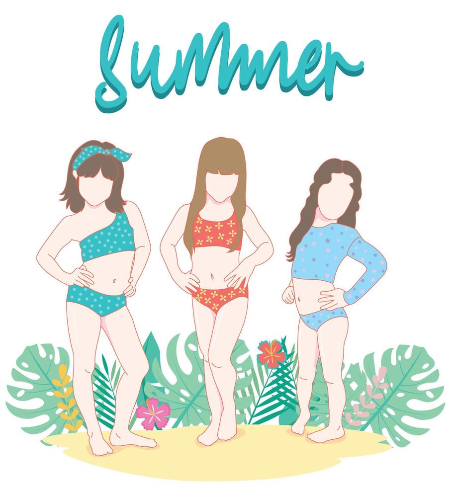 season summer model kids vector