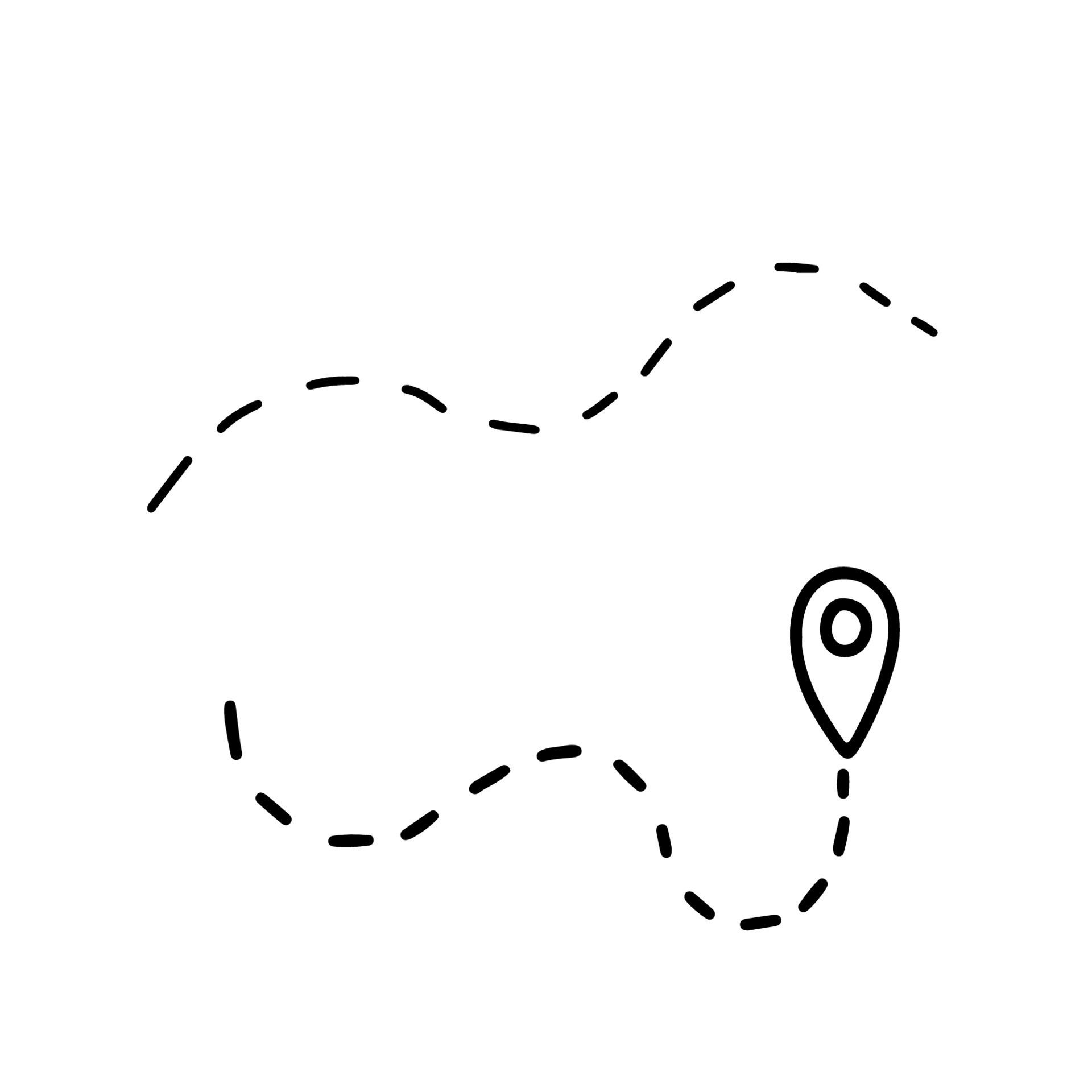 Hand drawn map distance measuring icon illustration. Simple doodle