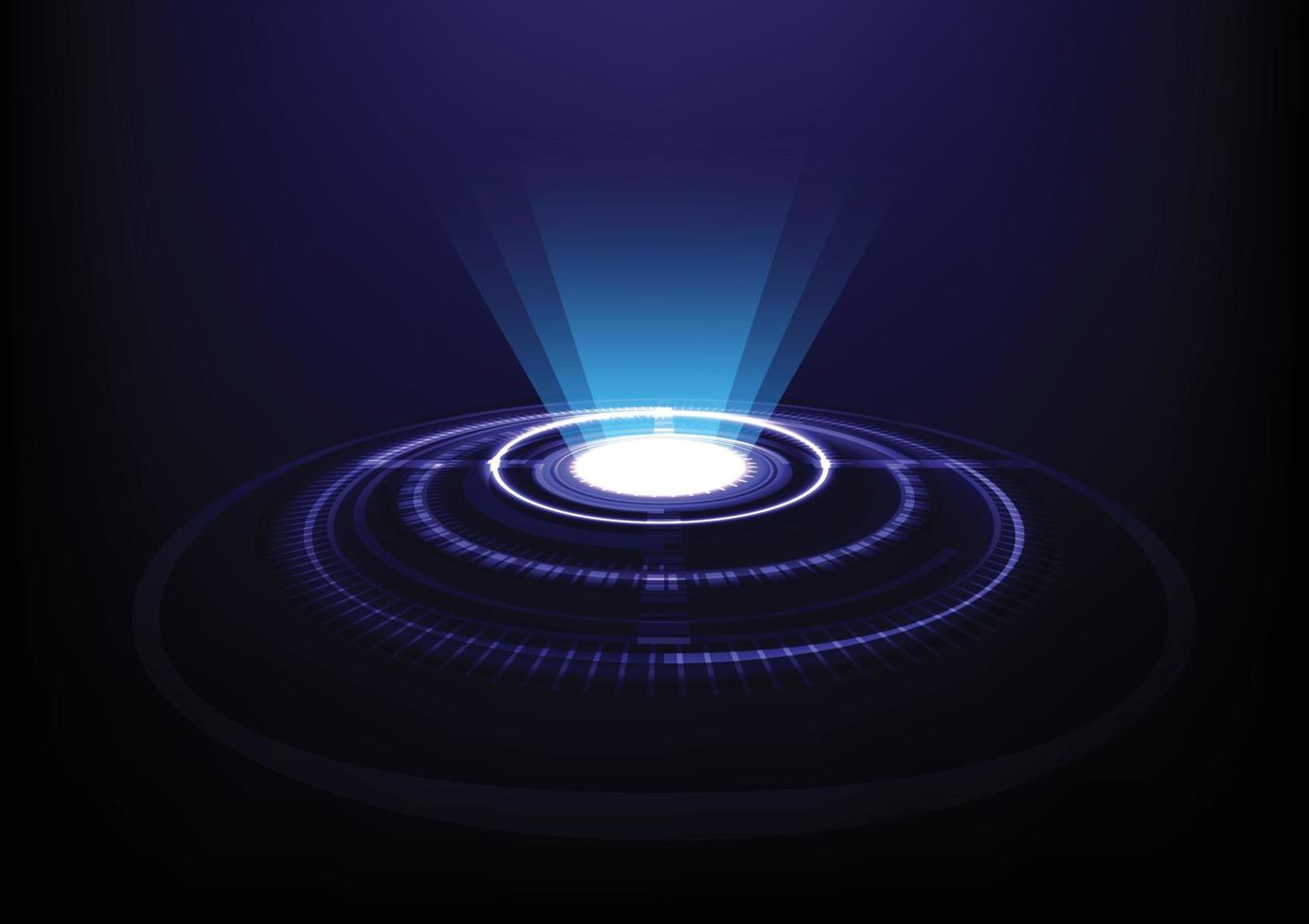 circle ring hologram and beam light technology abstract background vector