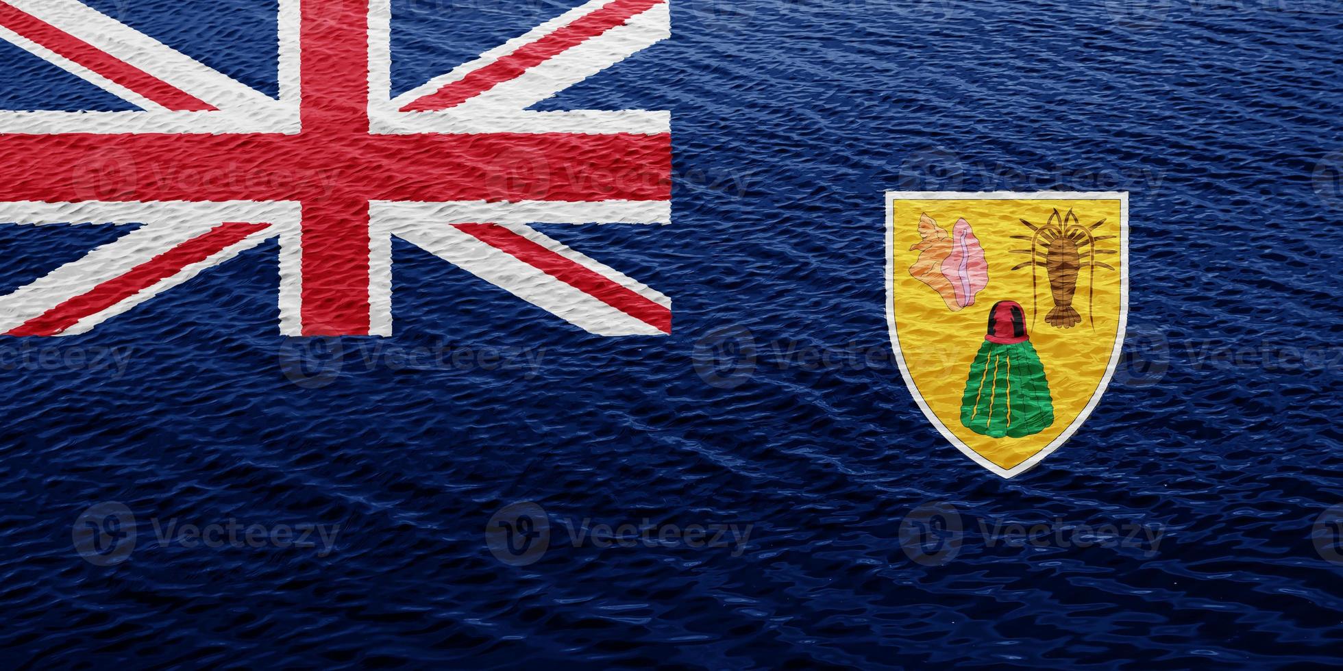 Flag of the British Overseas Territory of the Turks and Caicos Islands on a textured background. Concept collage. photo