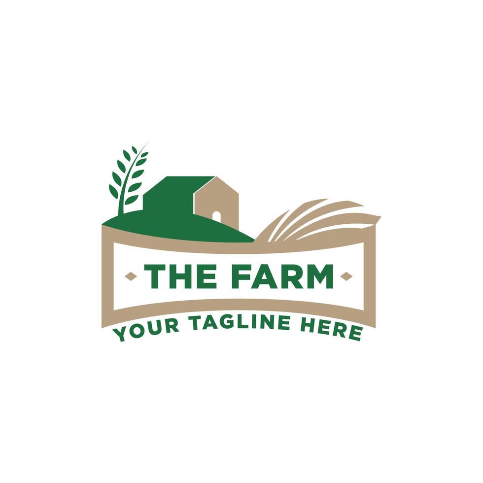 logotipo de concepto de casa de campo. plantilla con paisaje rural. etiquetas para productos agrícolas naturales. ilustración vectorial vector