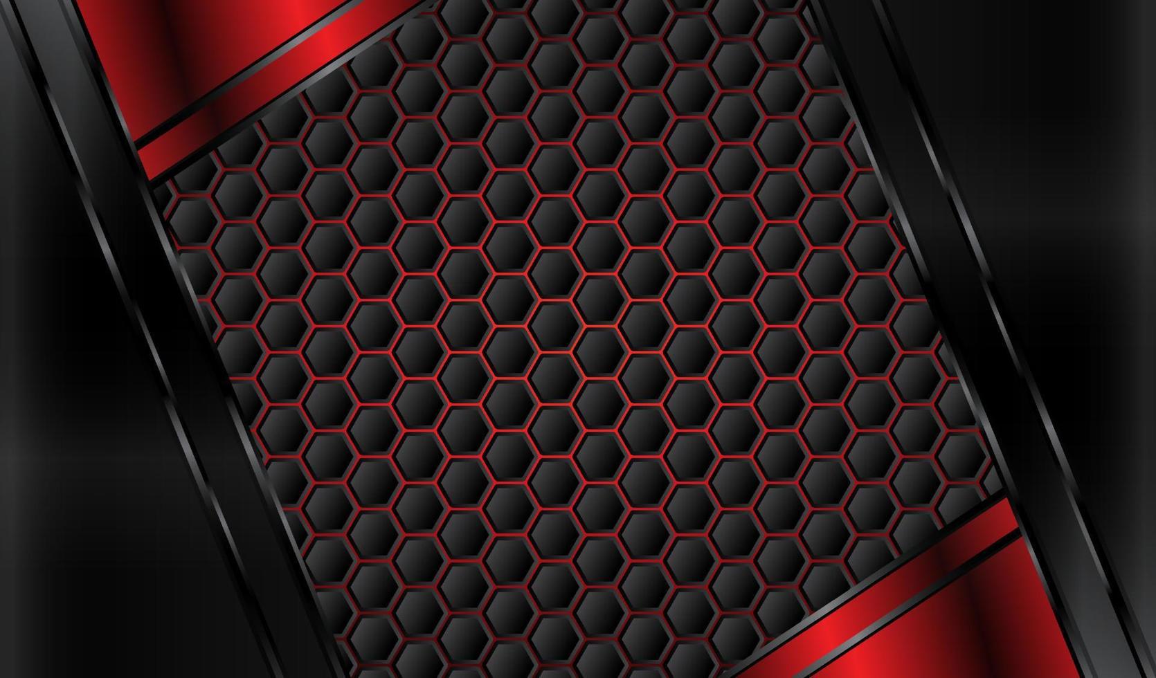 fondo abstracto de metal negro con brillo rojo vector