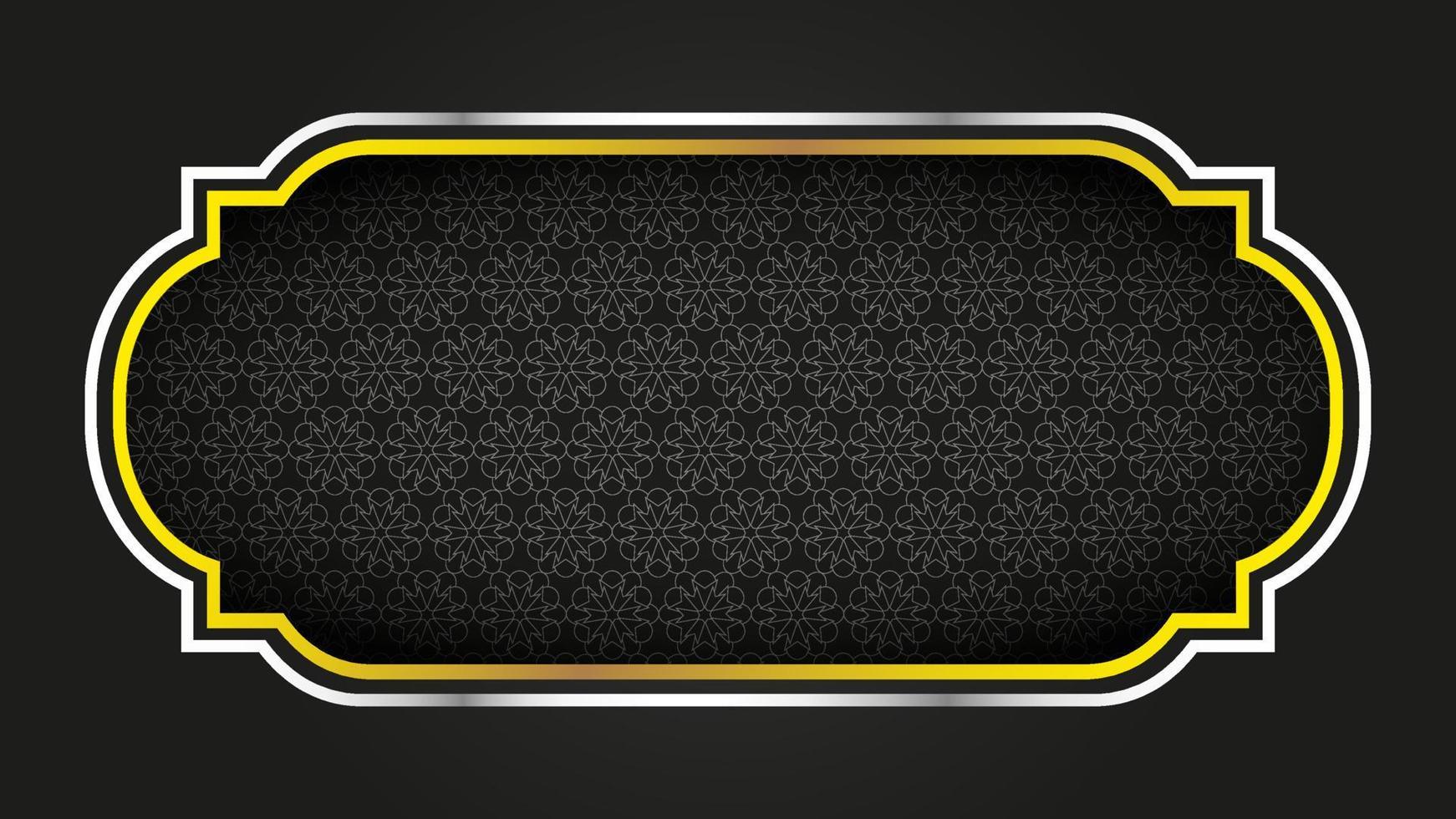 black arabic background with shiny gold frame vector
