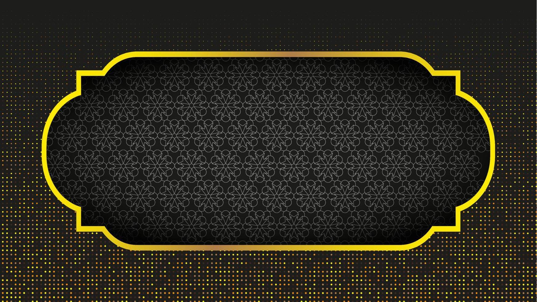 black arabic background with shiny gold frame on vector