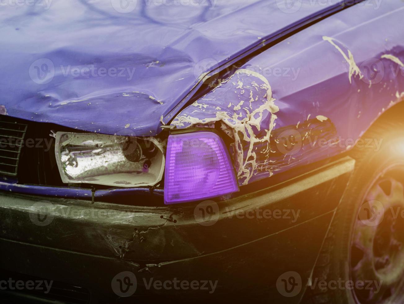 defeated front headlight of the car photo