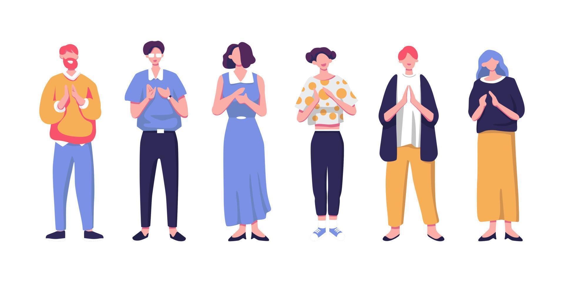 People clapping with hands, applauding set. flat style illustration design vector