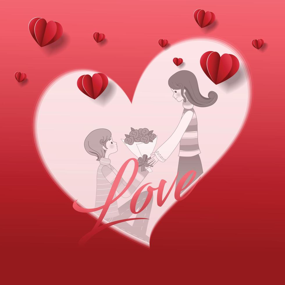 Valentines day social media feed design template cute couple vector