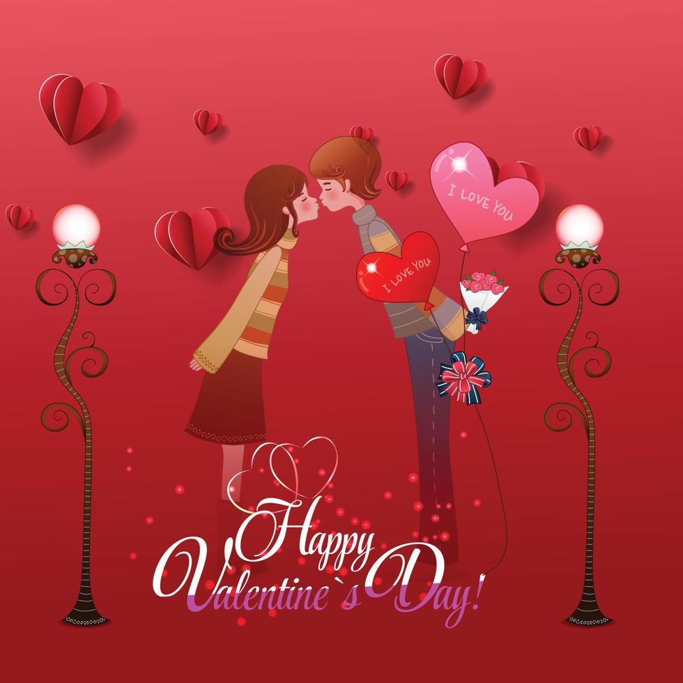 Valentines day social media feed design template cute couple vector