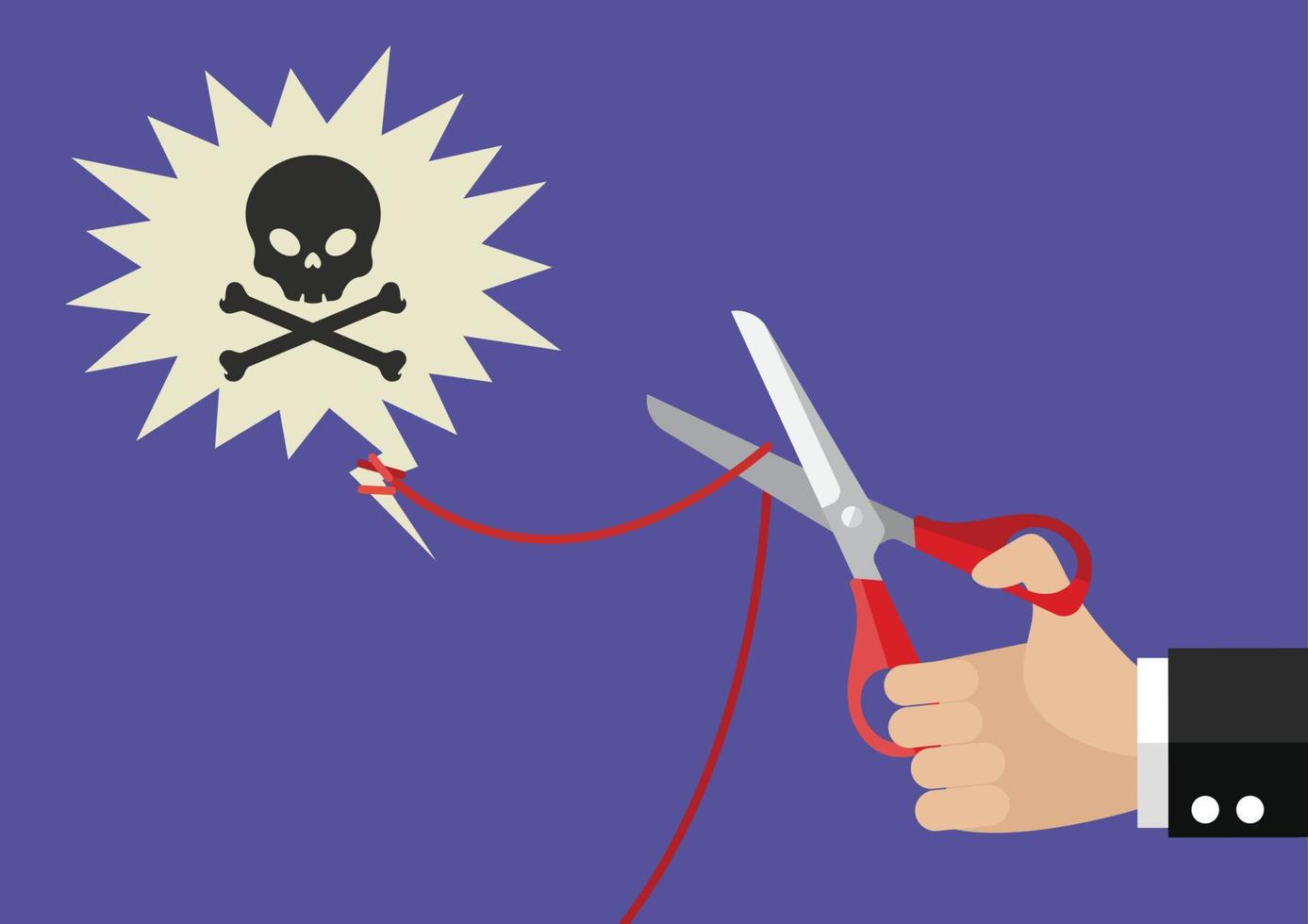 Human cutting toxic speech string with scissors vector