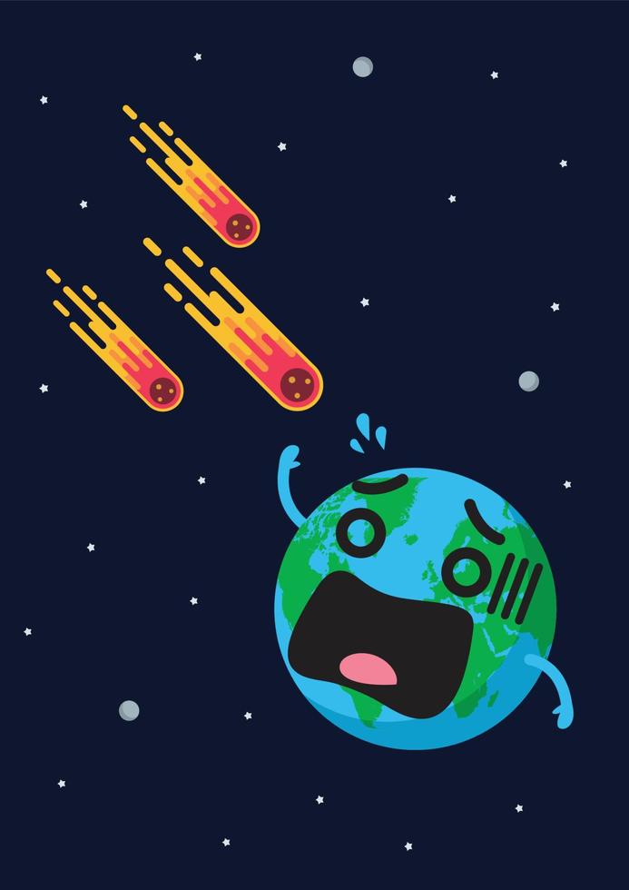 Asteroids are approaching to frightening earth vector