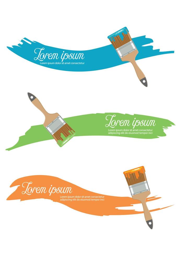 Paint brush with paint color in flat style vector