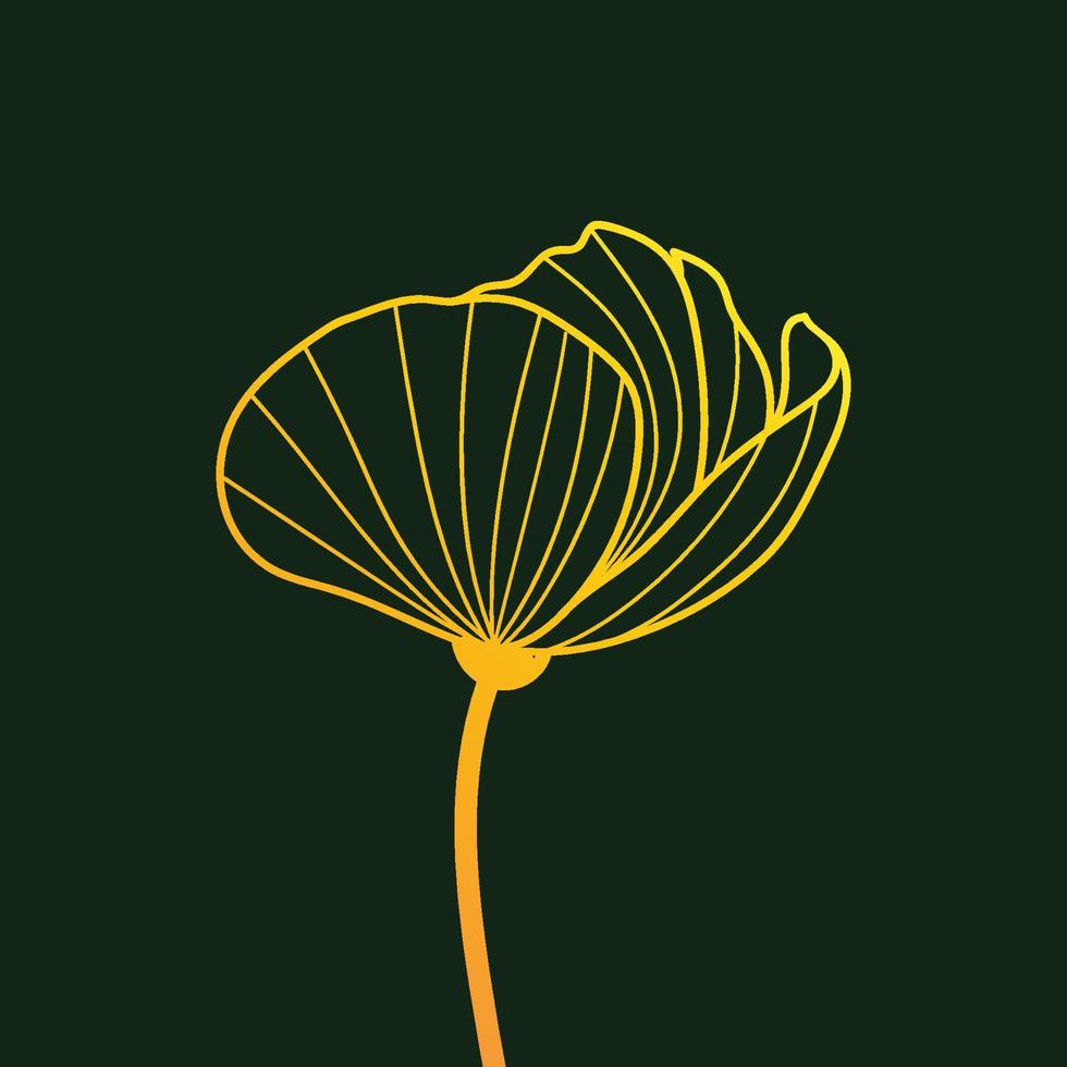 flor vector línea arte lujoso diseño de logotipo para marca de belleza y moda. ilustración de flor de anémona. logotipo botánico floral