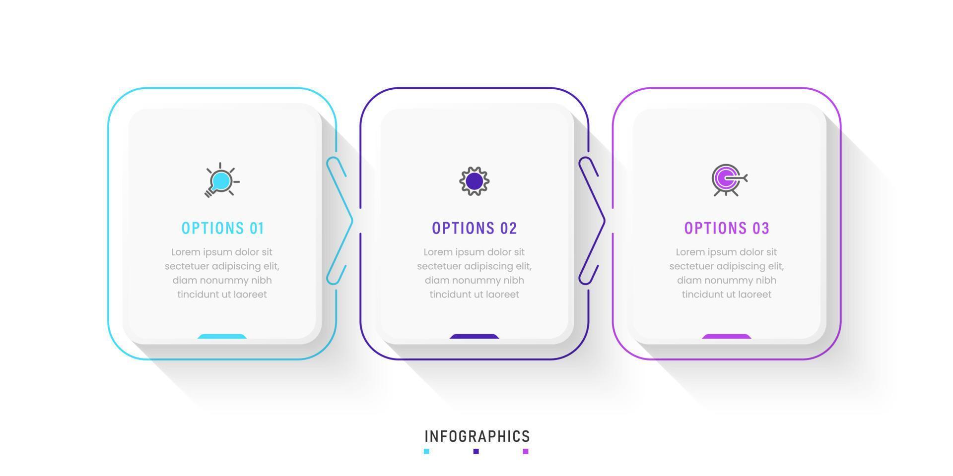 Vector Infographic label design template with icons and 3 options or steps. Can be used for process diagram, presentations, workflow layout, banner, flow chart, info graph.