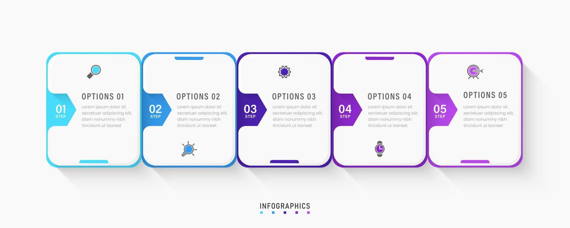 Vector Infographic label design template with icons and 5 options or steps. Can be used for process diagram, presentations, workflow layout, banner, flow chart, info graph.