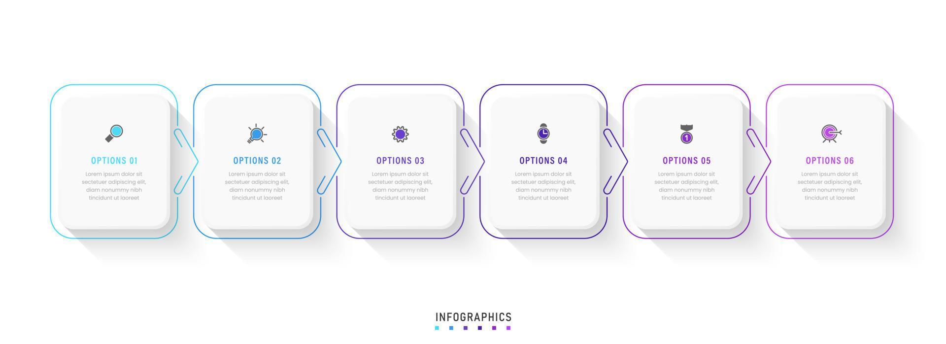 Vector Infographic label design template with icons and 6 options or steps. Can be used for process diagram, presentations, workflow layout, banner, flow chart, info graph.