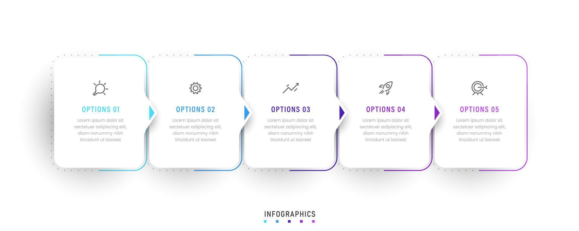 Vector Infographic label design template with icons and 5 options or steps. Can be used for process diagram, presentations, workflow layout, banner, flow chart, info graph.