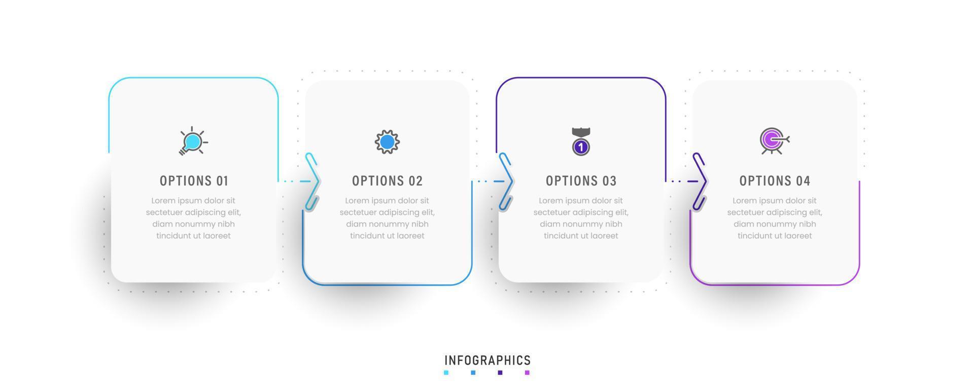 Vector Infographic label design template with icons and 4 options or steps. Can be used for process diagram, presentations, workflow layout, banner, flow chart, info graph.