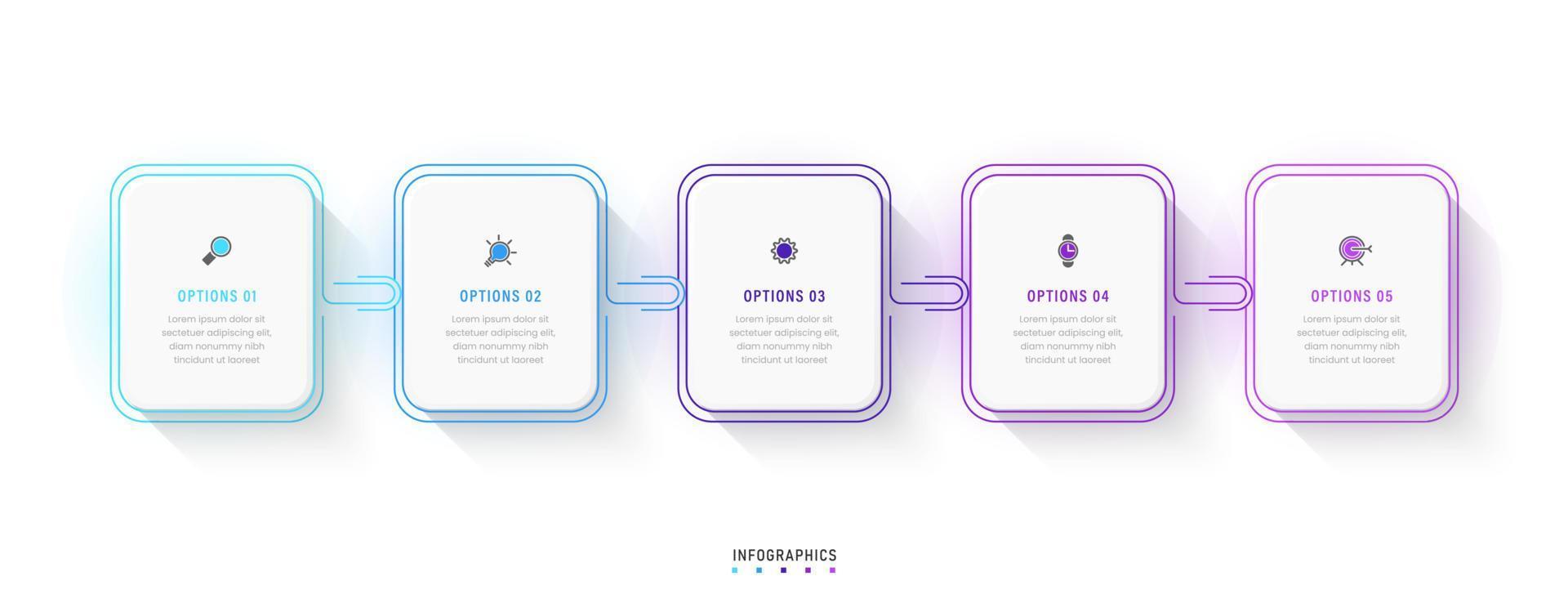 Vector Infographic label design template with icons and 5 options or steps. Can be used for process diagram, presentations, workflow layout, banner, flow chart, info graph.