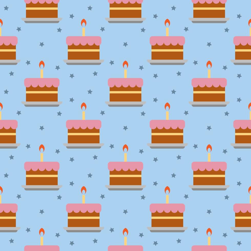 Seamless pattern with birthday cakes on a light blue background vector art illustration