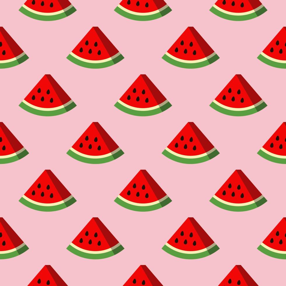 Seamless pattern with watermelon on a pink background vector art illustration